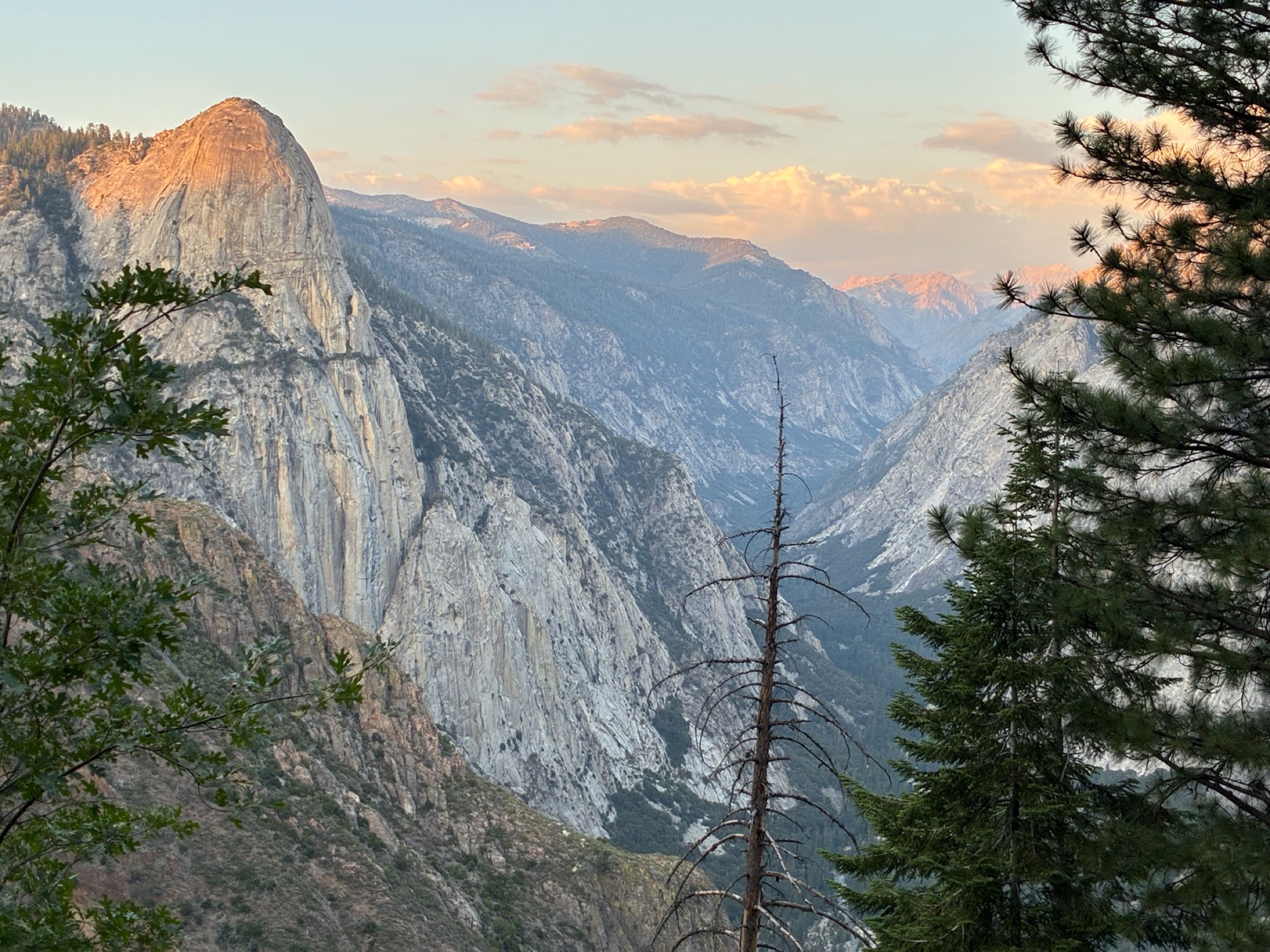Tehipite Dome at sunset during the ascent